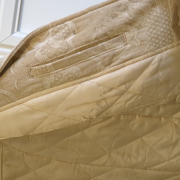 Brocade evening coat with removable faux fur collar - Picture 4 of 5